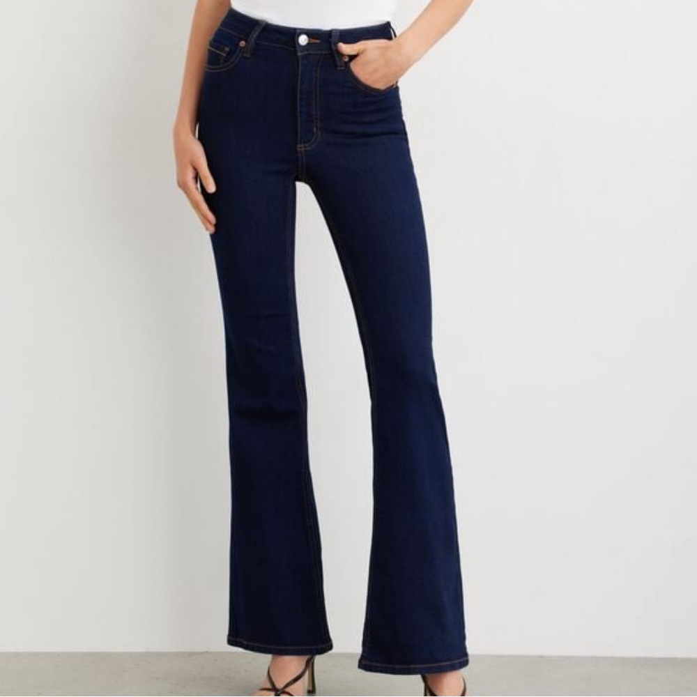 Dark wash flared jeans